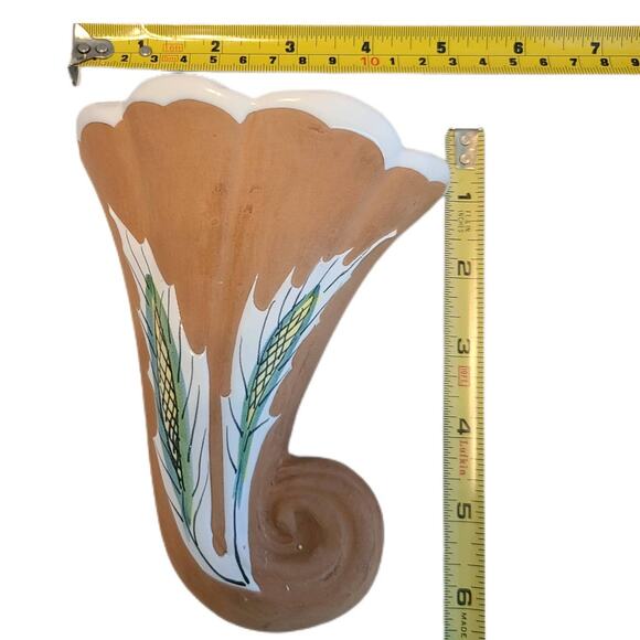 Rustic Vintage Wall Pocket Vase-Cornucopia with Wheat Motif, Perfect Home Accent - Picture 5 of 6